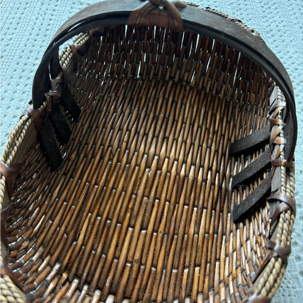 Woven Decorative Basket with Dual Handles - Brown